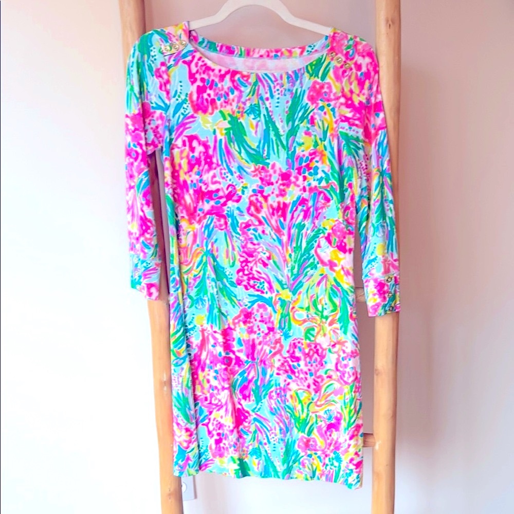 Lilly Pulitzer UPF 50+ Sophie Knit Dress in Fan Sea Pants HTF Print XS